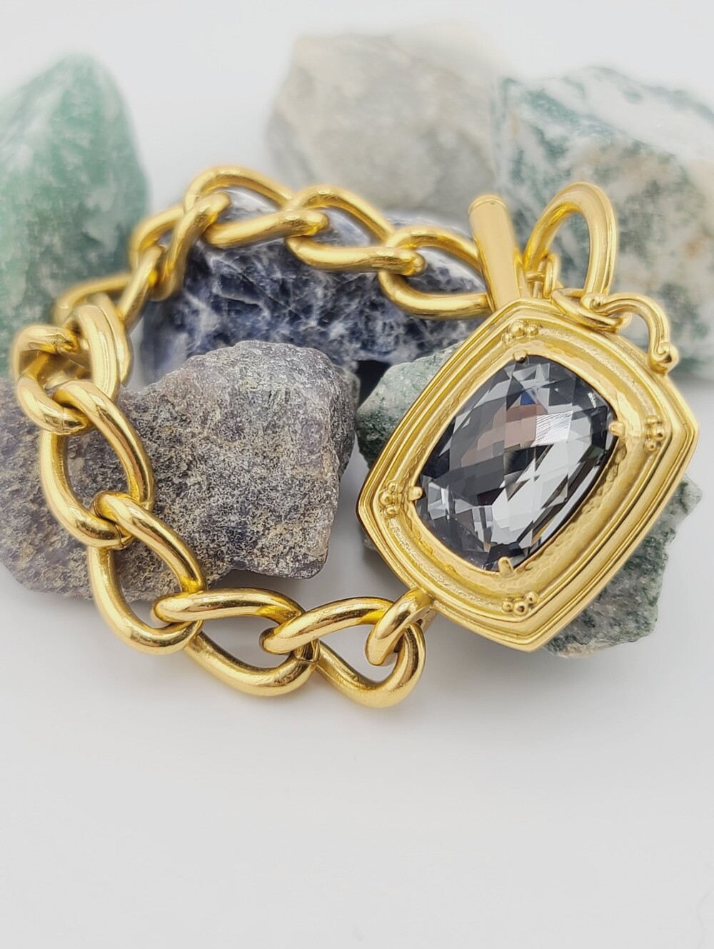 Brighton "PEACEFUL PRESENCE" Matte Gold Plated Toggle w Grey Swarovski Solitaire
